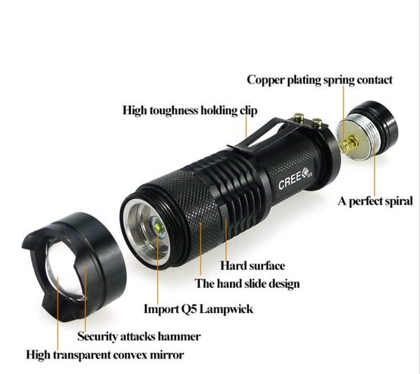 High Quality Adjustable Torch Mini LED Flashlight emergency handy light - Image 2